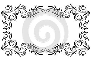 Black Decorative ornament border, frame. Graphic arts.