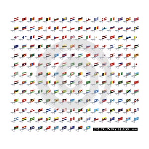World 3d flags set. Vector illustration 10eps