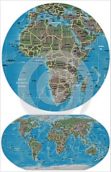 World and Africa maps