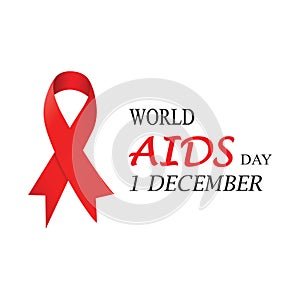 World Aids Day 1 december concept with awareness red ribbon. Vector Illustration for background, poster, quote, banner