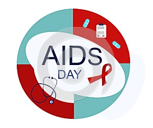 World AiDs day 1 December infographics. HIV tests for blood,medical equipment and pills.Immunodeficiency virus prevention and diag