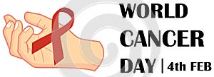 World AIDS day concept. Human hand holding red ribbon