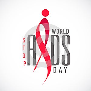 World Aids Day concept with red ribbon of aids awareness.