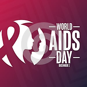 World AIDS Day. December 1. Holiday concept. Template for background, banner, card, poster with text inscription. Vector