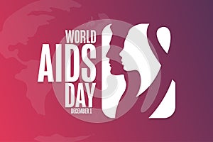 World AIDS Day. December 1. Holiday concept. Template for background, banner, card, poster with text inscription. Vector