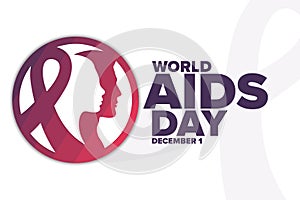 World AIDS Day. December 1. Holiday concept. Template for background, banner, card, poster with text inscription. Vector