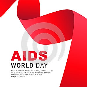 World AIDS Day. The fluttering red ribbon of awareness as a symbol of hope about the need to understand the problem of AIDS