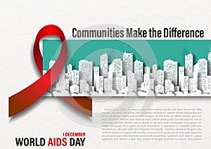 World AIDS day poster campaign in paper cut style and vector design
