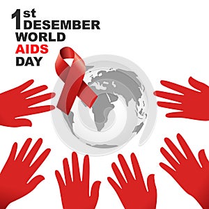 World aids day symbol.1st December World Aids Day. Aids Awareness.Red ribbon. ,banner or poster of world aids day