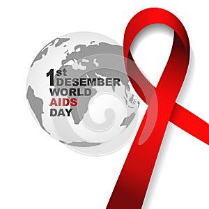 World aids day symbol.1st December World Aids Day. Aids Awareness.Red ribbon. ,banner or poster of world aids day