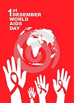 World aids day symbol.1st December World Aids Day. Aids Awareness.Red ribbon. ,banner or poster of world aids day