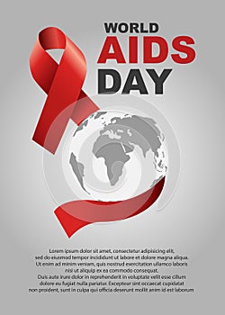 World aids day symbol.1st December World Aids Day. Aids Awareness.Red ribbon. ,banner or poster of world aids day