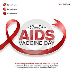 World AIDS Vaccine Day background with a red ribbon