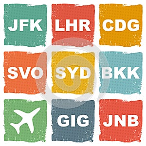 World airports icons photo