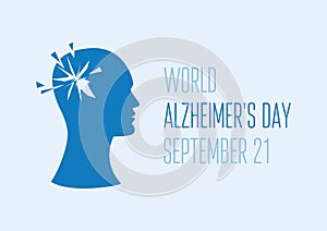 World Alzheimer`s Day silhouette of a man`s head icon vector