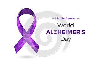World Alzheimers Day with purple awareness ribbon