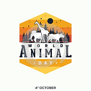 World Animal Day with silhouettes of wild animals template background