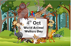 World Animal Welfare Day banner, poster 4th oct