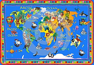 World animals plasticine colorful kids 3d map