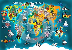 World animals plasticine colorful kids 3d map