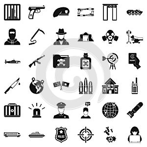 World antiterrorism icons set, simple style