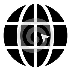 World with arrow world click concept website icon black color illustration