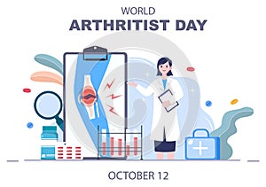 World arthritis day Background Which is Celebrated on October 12. Medical Treat Rheumatism, Osteoarthritis, X Ray Scan and Bone