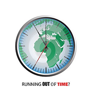 The world as a clock symbol for running out of time