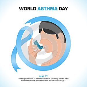 World Asthma Day background with asthmatic and inhaler photo