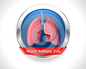 World asthma day badge with lungs - vector eps 10