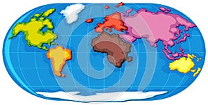 World atlas with seven continents