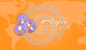 World Atopic Eczema Day Background Illustration Design in Purple and Orange Colors