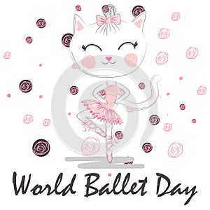 World Ballet Day, October. Young girl performing ballet dance conceptual