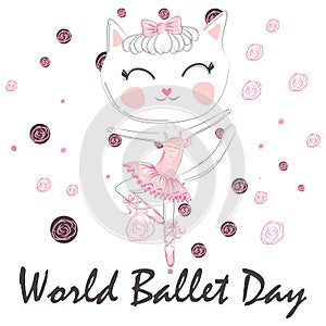 World Ballet Day  October. Young girl performing ballet dance conceptual
