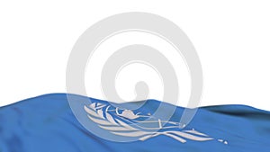 World Bank fabric flag waving on the wind loop. Embroidery stiched cloth banner swaying on the breeze. Half-filled white