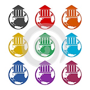 World banking icon. Set icons colorful