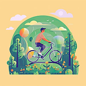 World bicycle day hand drawn flat illustration concept illustration, flat vector art, flat icon AI Generated