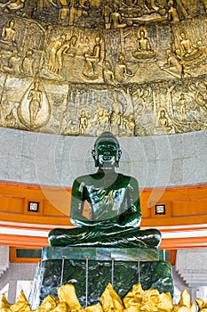 World biggest jade Buddha in wat Dhammamongkol, Thailand
