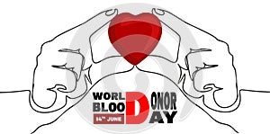 World blood donor day poster on June 14th vector isolated banner or poster
