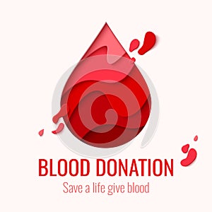 World Blood Donor Day - red paper cut blood drop