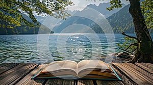 Book on the shore of lake Brienzersee, Bavaria, Germany photo