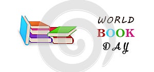 World book day. Stack of colorful books isolated on white background with copy space. Education vector illustration.