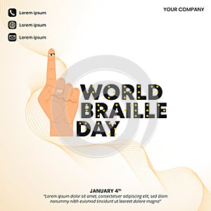 World Braille Day background with a finger has an eye photo