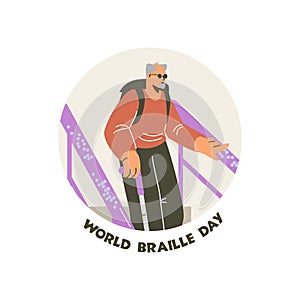 World Braille Day independence vector illustration