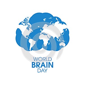 World Brain Day Poster with human brain and world map vector