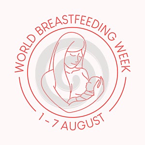 World breastfeeding week outline logo design