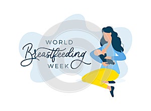 World breastfeeding week with woman and baby