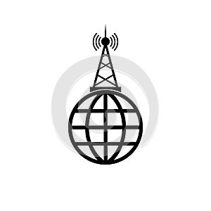 World broadcasting news antenna icon isolated on white background