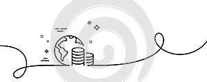 World budget line icon. Internet financial trade sign. Continuous line with curl. Vector