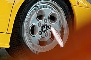 Lamborghini bull Logo on car wheel center cap